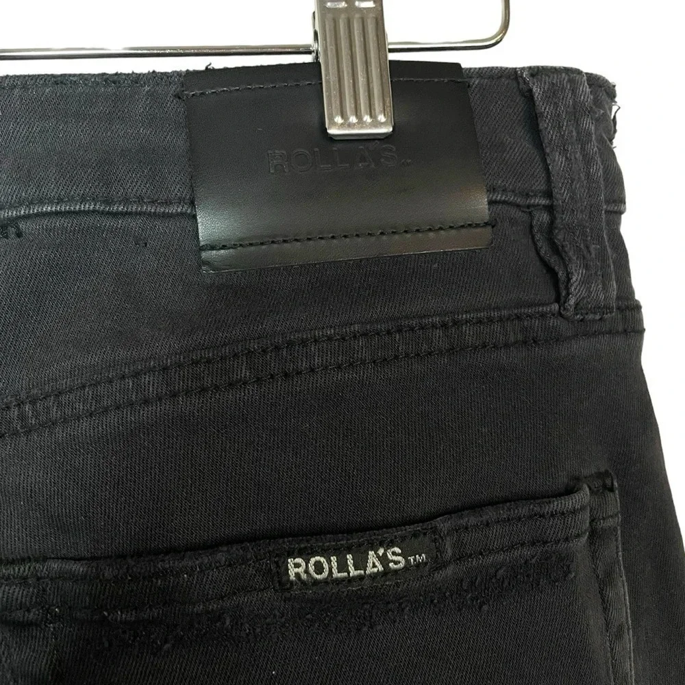 Rolla’s Stinger Slim Distressed Black Cropped Jeans Mens 32